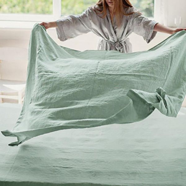 

sheets & sets pure color bed linen cotton flat sheet set custom flax duvet cover quilt 2pcs case housse de couette 220x240