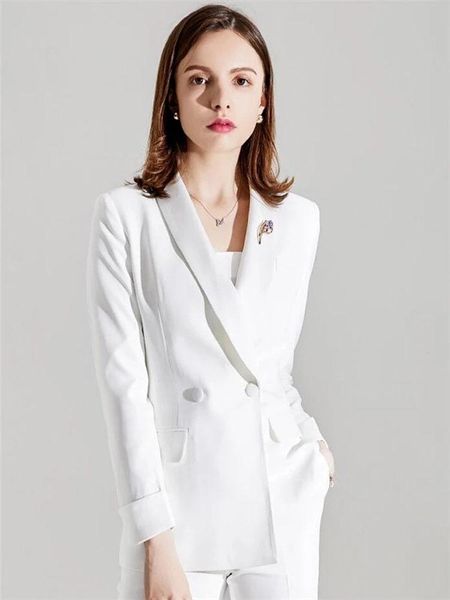 

women pantsuits white suits plus size custom made ladies pantsuit blazer+pants for work chaqueta de ropa trabajo, traj women's two piec
