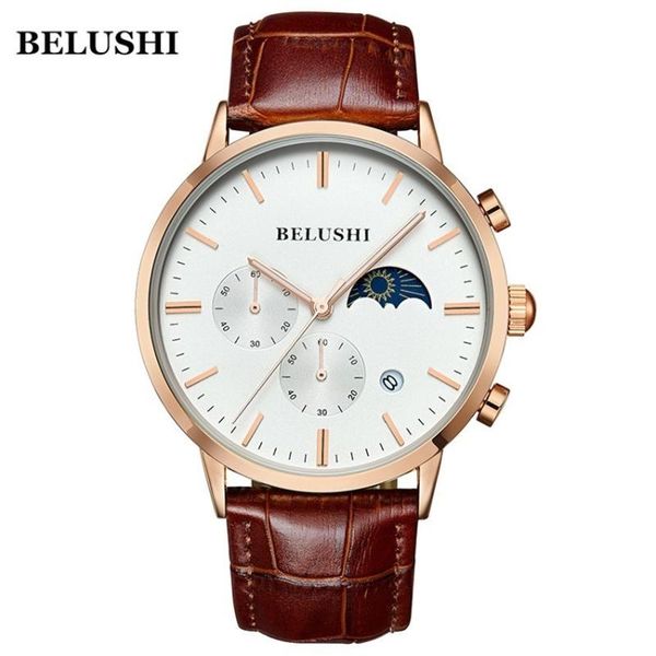 

wristwatches watch men waterproof sport belushi mens wristwatch clock military quartz watches moon reloj hombre, Slivery;brown