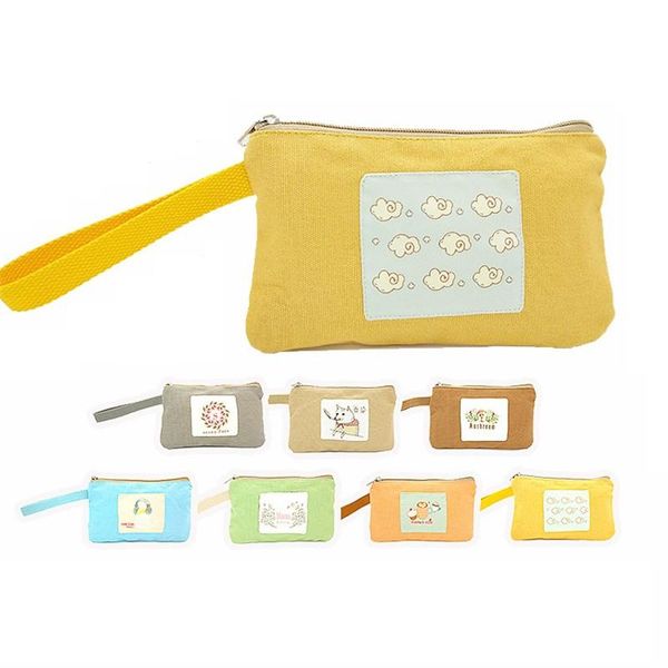 

gift wrap 100pcs 7 style canvas zipper pencil cases pen pouches cotton cosmetic bags makeup mobile phone clutch bag organizer 20x13cm