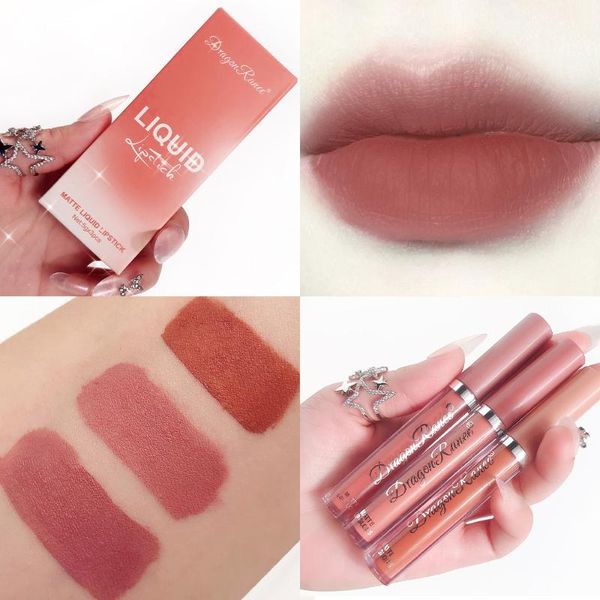 

lip gloss 3pcs/set velvet matte liquid lipstick waterproof lasting glaze lips makeup orange milk tea bean paste