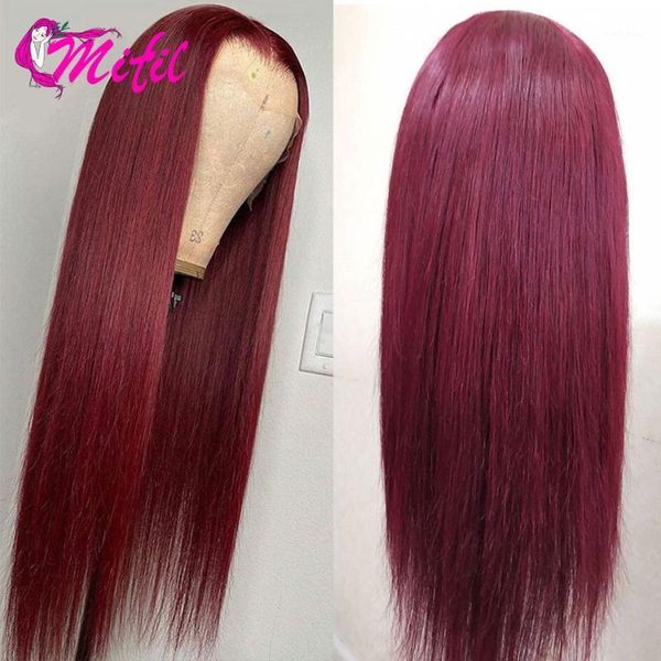 

ombre straight wig glueless lace front human hair 99j highlight closure brazilian transparent lace1, Black;brown