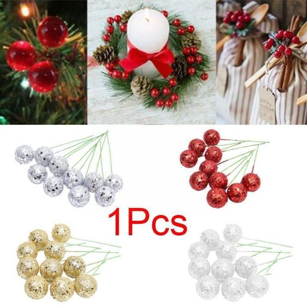 

party decoration 50pcs/lot mini simulation christmas xmas foam fruit red berry berries 10mm holly home decor fake artificial holl d9r7