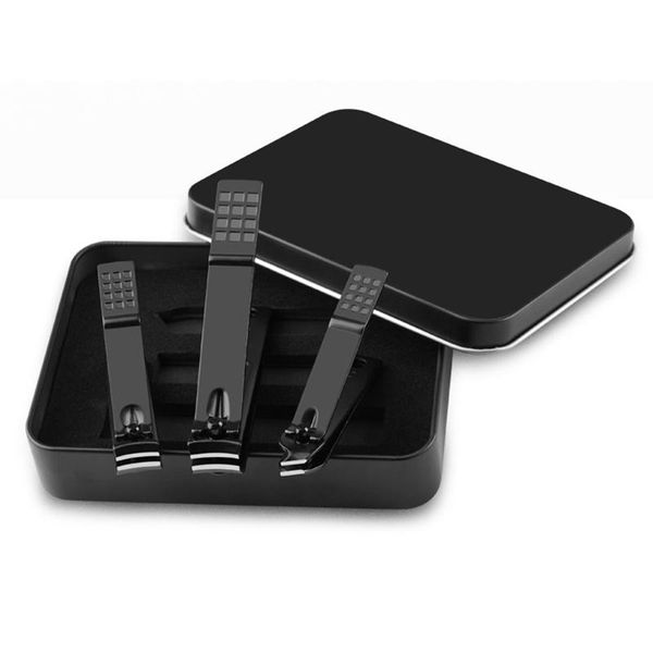 

nail art kits 3-piece black titanium clippers set manicure tools 3pcs stainless steel square pattern