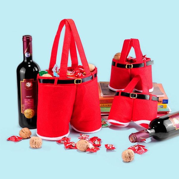 

christmas decorations 200 pcs fashion lovely candy bag,santa pants bags for wine bottles gifts decoration