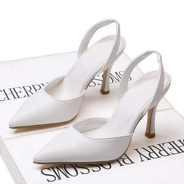 

dress shoes 2021 pointed european and american summer leather shallow mouth high heel stiletto fashion simple sandals, Black