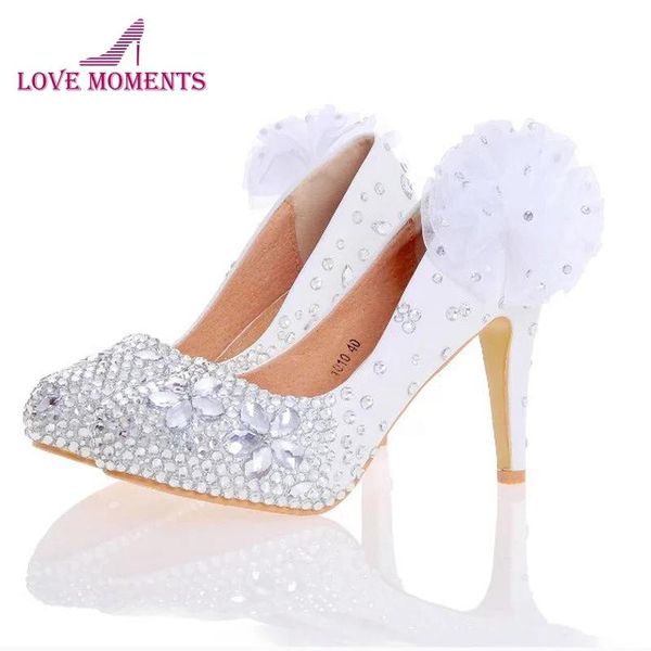 

white red women high heels silver rhinestone wedding party shoes handmade bridal dress with appliques bridesmaid, Black