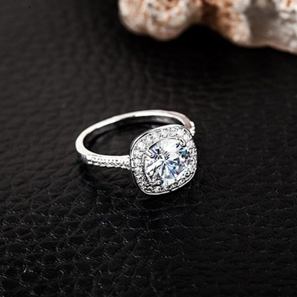 

wedding rings rongqing 12pcs/lot luxury crystal zircon gemstone ring engagement lovers couple copper for women wholesale, Slivery;golden