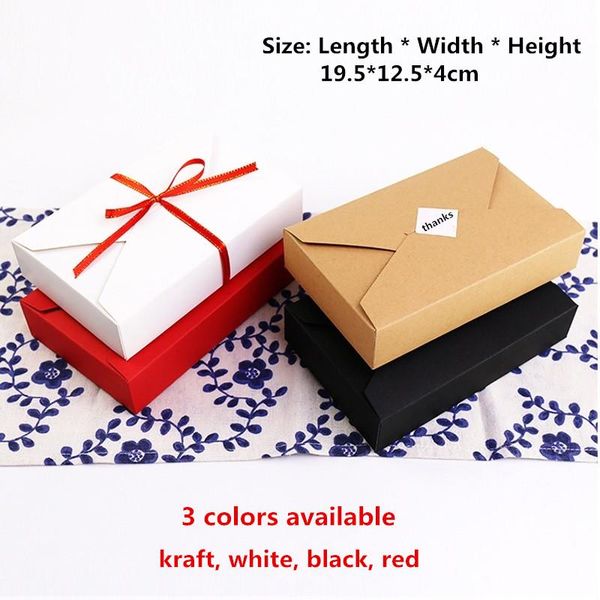 

gift wrap 20pcs 19.5*12.5*4cm kraft paper box black white red cake cookie candy boxes for birthday wedding party packaging