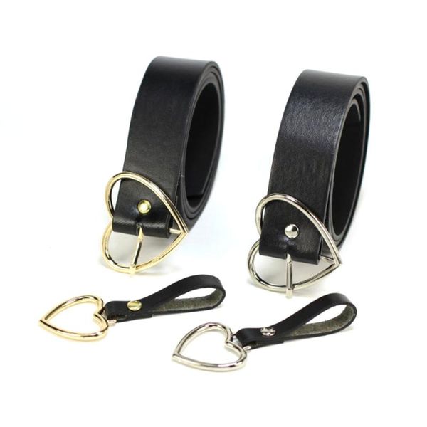 

belts fashion black leather heart shaped metal pin buckle belt pendant jeans dress decoration waistband 105cm gold silver, Black;brown