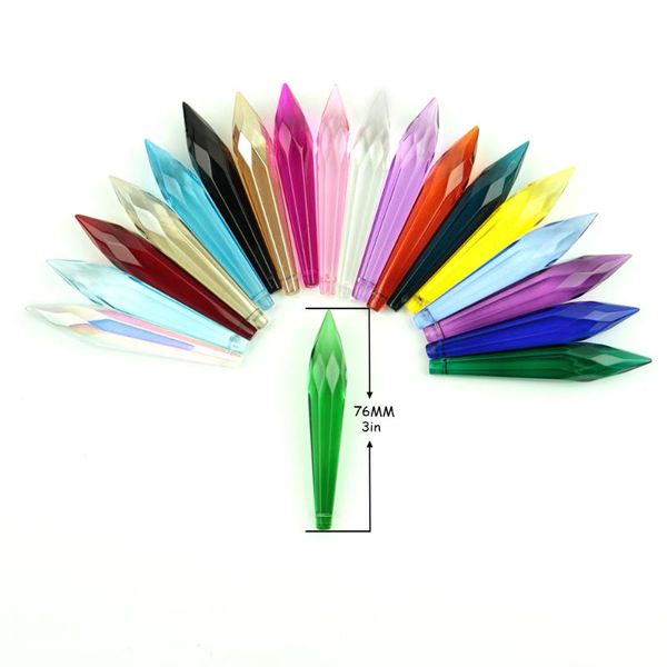 

150/lot 76mm crystal prisms icicle drops hanging pendants for chandelier parts beads curtain accessories