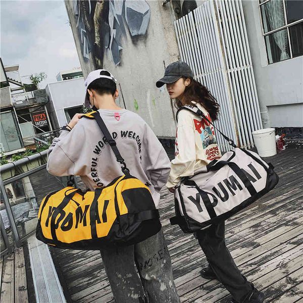 

dry wet separation travel bag women's hand luggage men's short distance light large capacity waiting sports fitness, Blue;pink