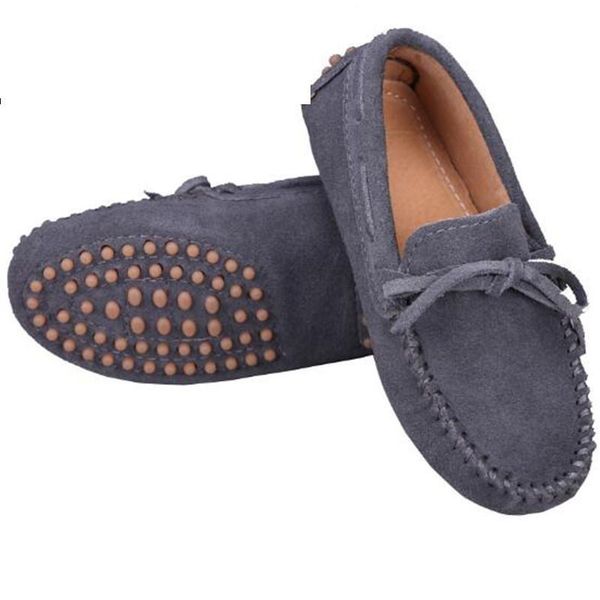 

flat shoes children loafers spring/autumn genuine leather boys girls dress flats breathable casual moccasins kids 04, Black;grey