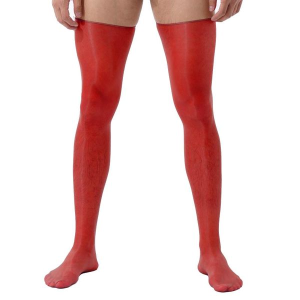 

men's socks 1 pair mens full-footed stockings glossy anti-skid soft sheer compression elasticity band thigh high silk long, Black