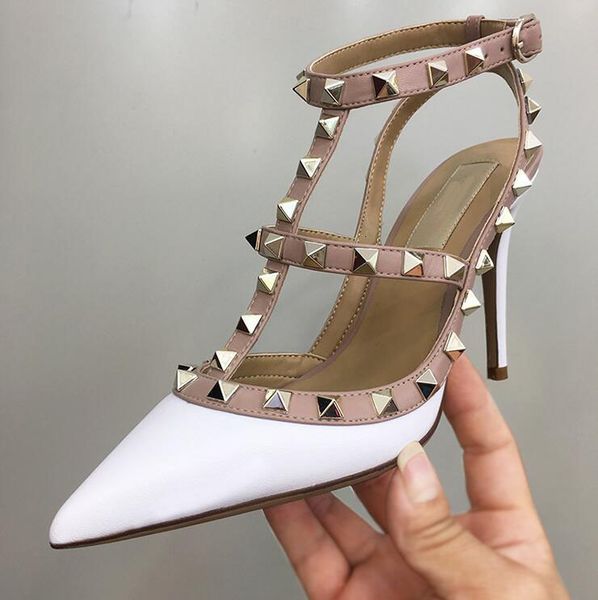 

sandals classic brand 6cm 8cm 10cm women high heel shoes nude black plus size 35-43 rivet dustbag v right dlyb