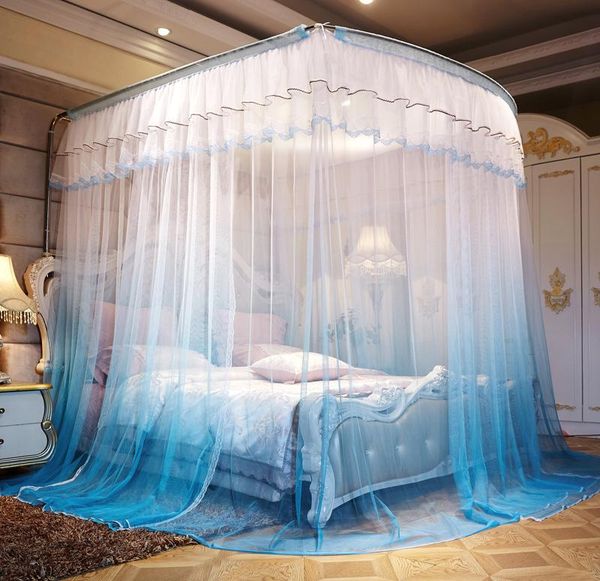 

mosquito net summer 2021 household 1.8m bed u-shaped guide rail expansion encryption thickened curtains nets