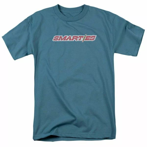 

smarties vintage logo t shirt mens licensed sweet tangy candy slate, White;black