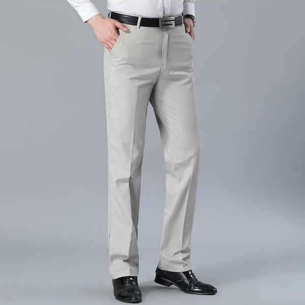

men's pants nice design voguemen cotton slim pant straight trousers fashion business solid khaki black men plus size 52