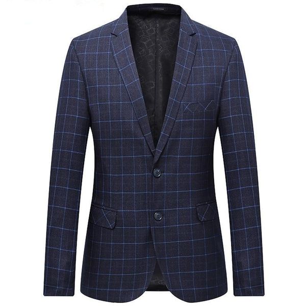 

men's suits & blazers blazer jacket double-button flip-over men coat plaid slim fit blue navy, White;black