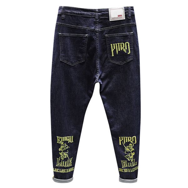 

jean arrival summer thin men embroidery small dark blue casual long straight appliques full length homme god j6sx