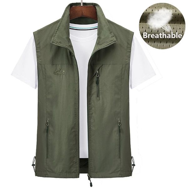 

men's vests men multi-pocket fishing vest classic waistcoat man sleeveless jacket solid coat work tactical masculino size m-5xl, Black;white