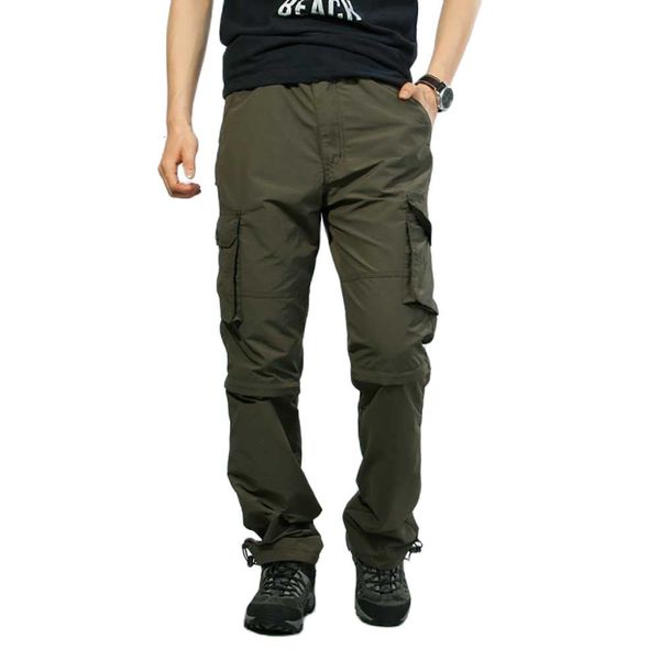 

pants trendy cargo men casual leg detachable pockets trousers military army style tactical summer pants man clothing, Black