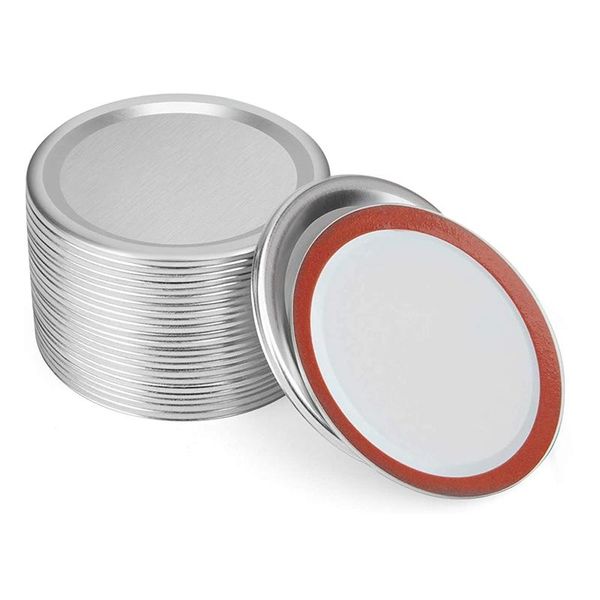 

kitchen storage & organization 24 pcs mason jar lids, regular mouth canning lids reusable split-type leak proof with silicone seals rings