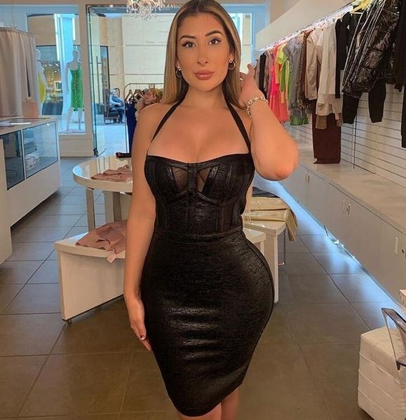

dresses summer halter backless black bronzing women bodycon bandage designer fashion party vestido, Black;gray