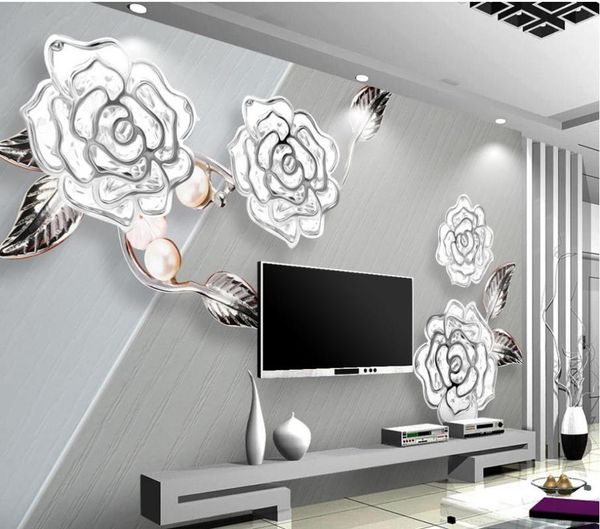 

wallpapers 3d wallpaper for room boutique high-end relief three-dimensional flowers mural paintings flower