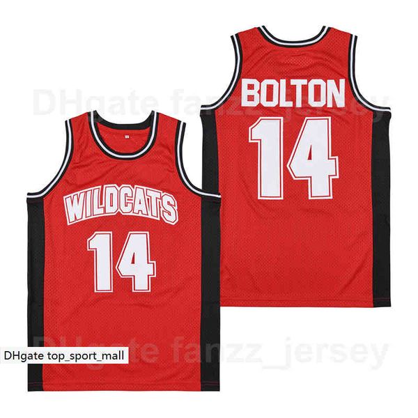

men high school musical wildcats 14 troy bolton jersey moive basketball hipÂ hop breathable pure cotton team color red hiphop for sport fans, Black