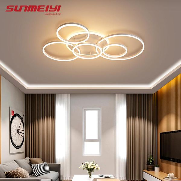 

ceiling lights nordic led gold brown dimmable hanging rings living room lamp indoor lighting for kitchen dining bedroom