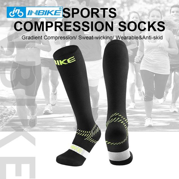 

durable anti-skid cycling socks anti fatigue running compression breathable outdoor sport for men women sports, Black