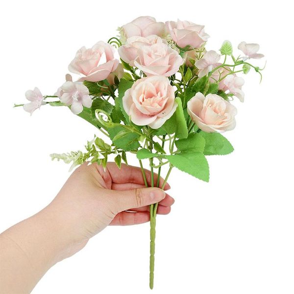 

10head silk peony bouquet artificial rose flowers table decoration for home wedding party decor diy scrapbooking supplies decorative & wreat