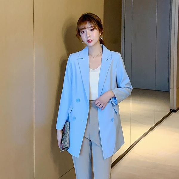 

women's suits & blazers fashion autumn women solid color blazer jackets work office ladies suit vintage double breasted business female, White;black