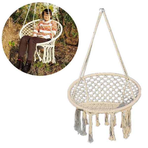 

camp furniture 150 kg nordic cotton rope hammock hanging chair handmade knitted indoor outdoor kids swing bed chairs