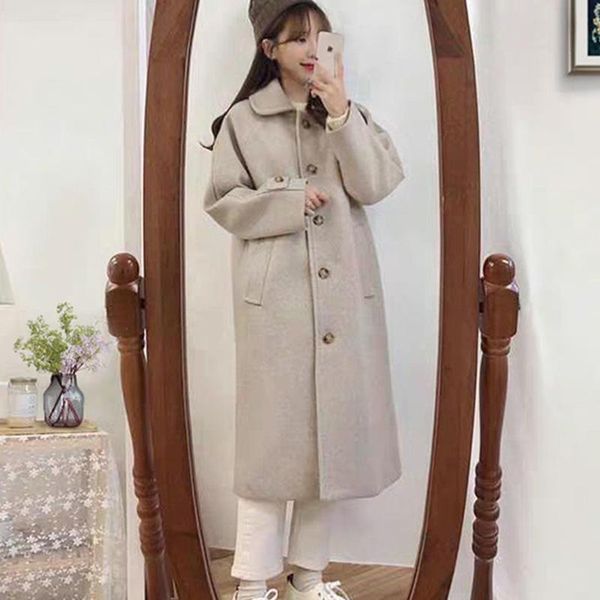 

women's wool & blends hepburn temperament coat black dress autumn and winter 2021 korean version small man spring