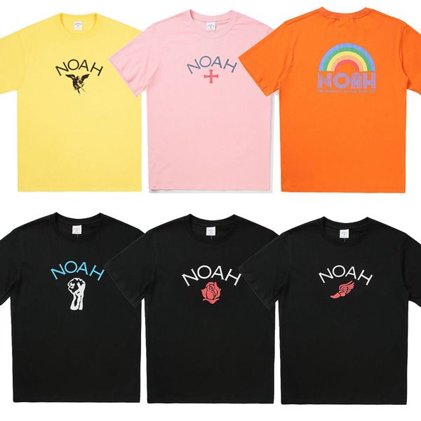 

men women casual noah t shirt spring summer yellow orange pink torch rose print cotton hip hop noah tees t-shirts c0325, White;black