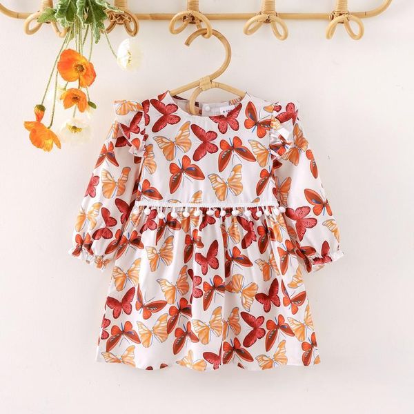 

girl's dresses baby girls print autumn spring girl princess dress outfit clothing children party stripe, Red;yellow
