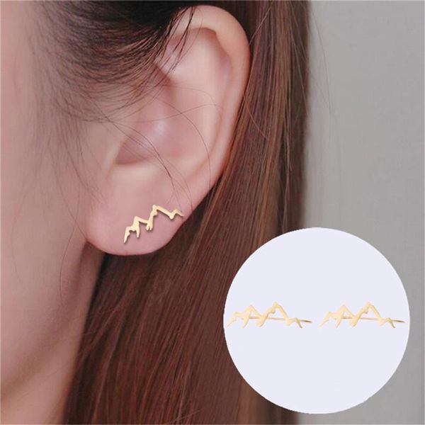 

stud bohemian boho mountain shape crawler earrings ear hiking outdoor cuff wrap for women earring jewelry, Golden;silver