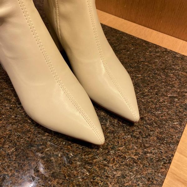 

boots qutaa knee high women quality pu pointed toe shoes autumn winter fashion zipper square heels big size34-431 q4gp, Black