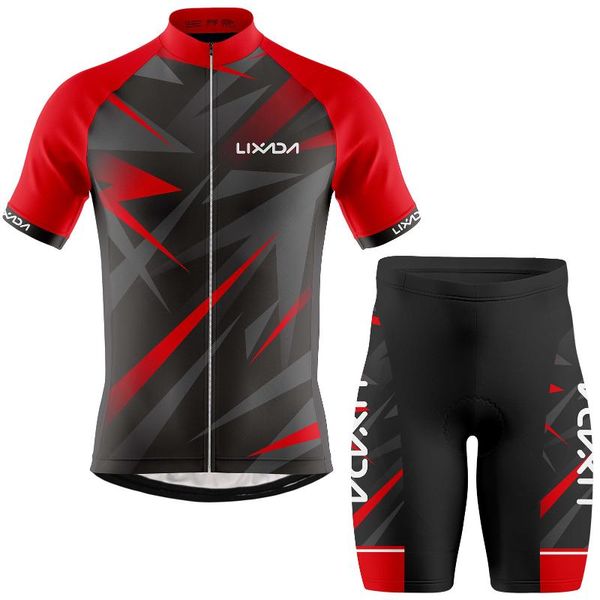 

racing sets lixada men's cycling jersey set breathable short sleeve bike shirt and padded shorts mtb bicycle clothing suit, Black;blue