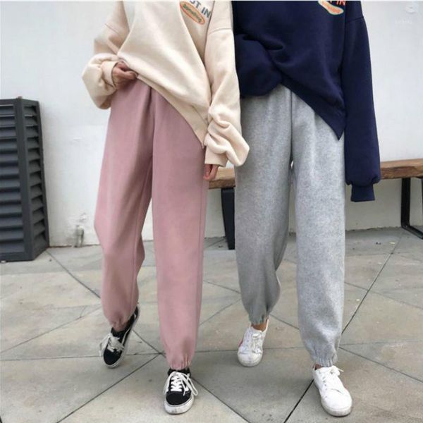

women's pants & capris women warm loose thicken harem trousers simple korean vintage velvet pant students all-match, Black;white