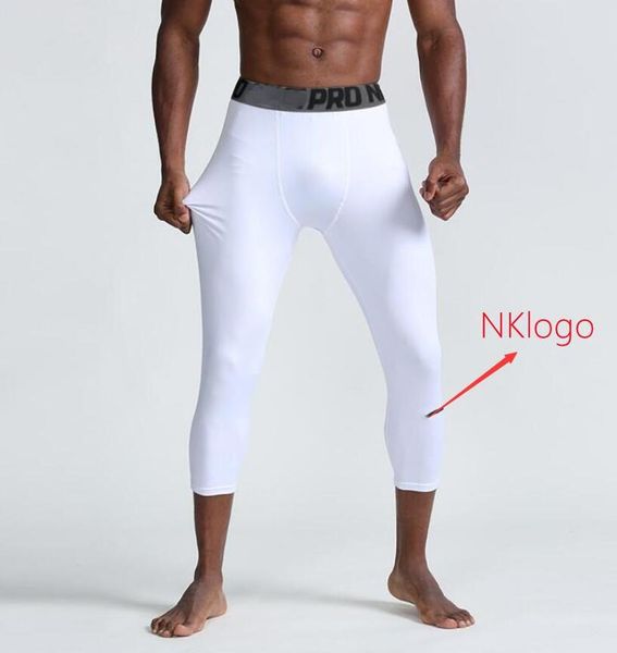 Atacado calças masculinas altas elasticidade suor-absorvente de secagem rápida respirável esportes apertados leggings de basquete em execução compressão de treinamento cortados calças cortadas