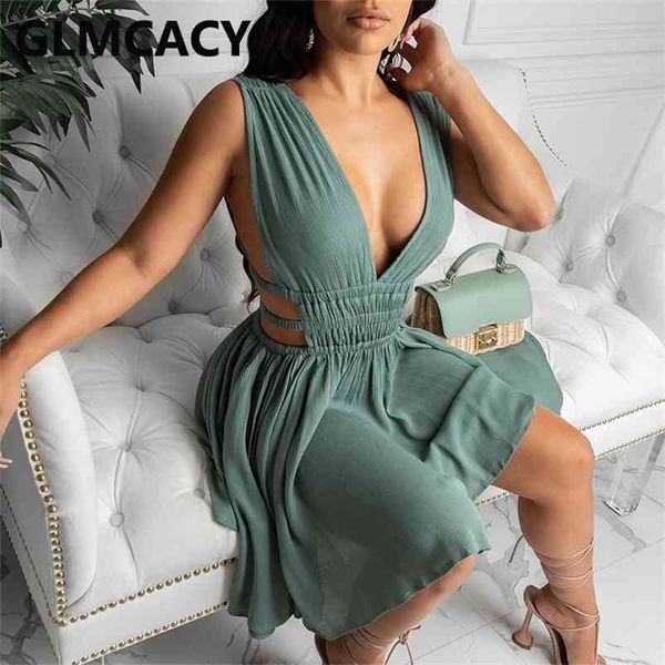 

women sleeveless plunge v-neck cutout ruched casual dress 210623, Black;gray