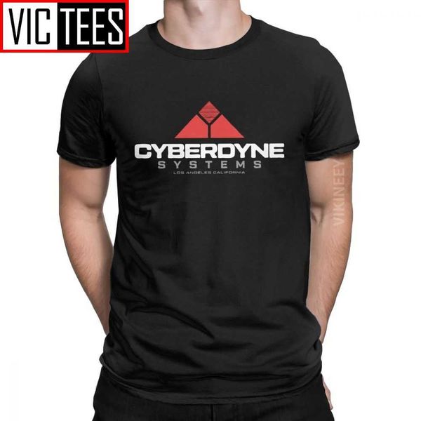 

terminator cyberdyne systems t shirt men cotton fun t-shirt arnold schwarzenegger holidays oversized 210629, White;black