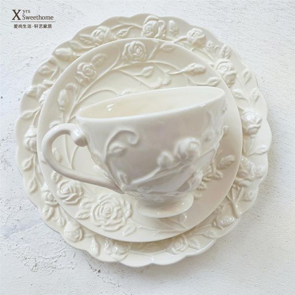 

cups & saucers white european style ceramic coffee cup and saucer set reuseable vintage filizanki do kawy mug bd50cs