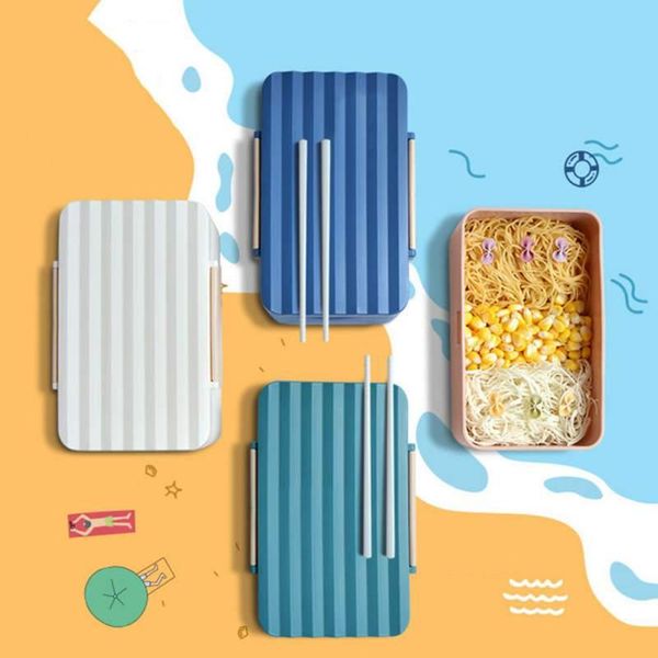 

dinnerware sets microwave lunch box with chopsticks leak proof picnic meal prep containers portable salad kids student container 900ml