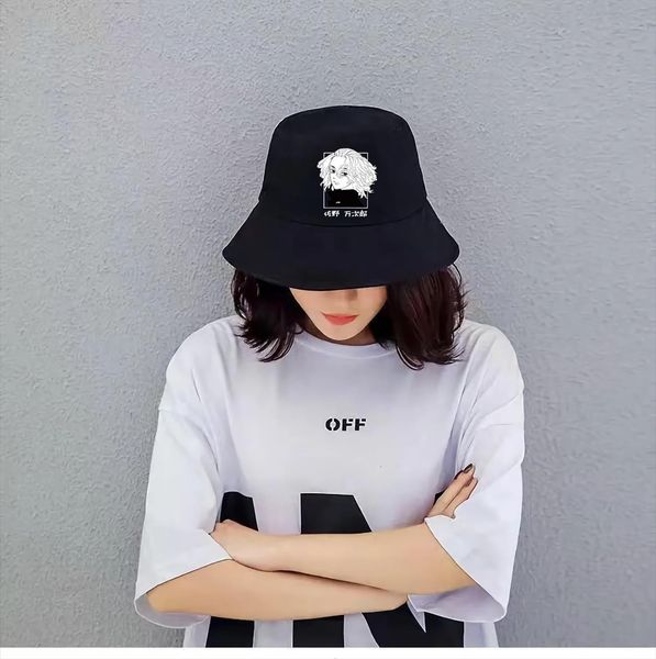 

japanese anime tokyo revengers hat manjiro sano women men panama bucket ken kawaii fisherman, Blue;gray