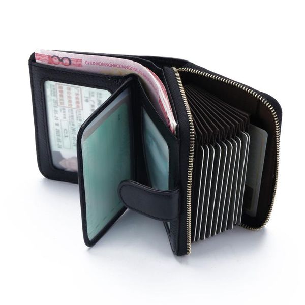 

wallets the first layer of leather driver's license wallet men's card bag anti-theft zipper multi-function sleeve, Red;black