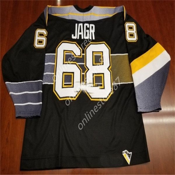 

52Mens Vintage Pittsburgh Penguins Hockey 68 Jaromir Jagr Black Jersey Customize any name personality embroidery Jerseys -XXXL, As 8